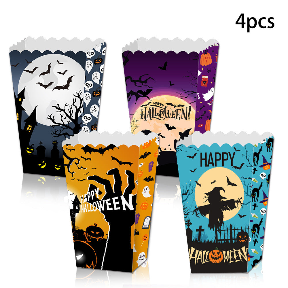 Wholesale 4/8/12pcs/pack Halloween Themed Bloody Hands Scary Snacks Popcorn Carton Party Decoration Supplies